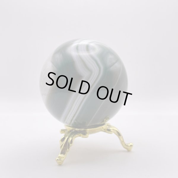 画像2: 瑪瑙(ホワイト&グリーン)・丸玉 (2)