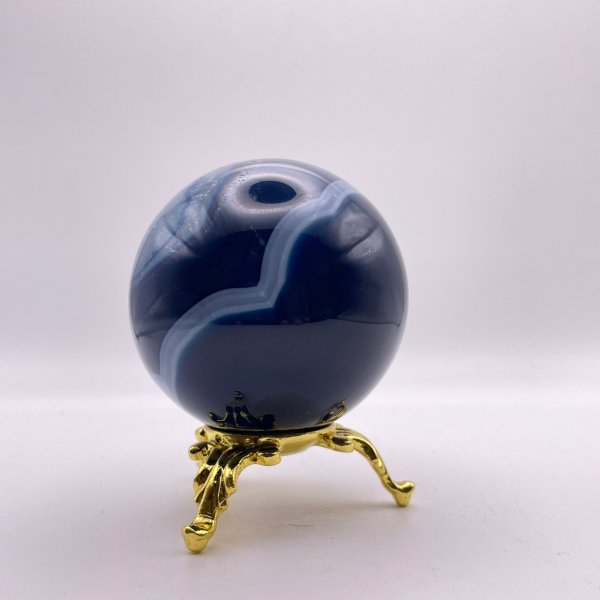 画像2: 瑪瑙(ホワイト&ブルー)・丸玉 (2)