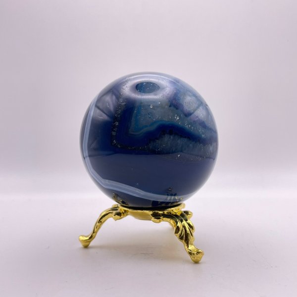 画像4: 瑪瑙(ホワイト&ブルー)・丸玉 (4)