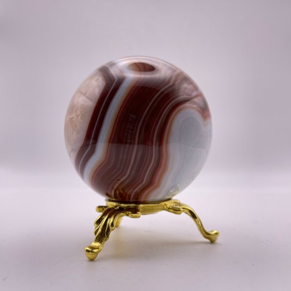 画像2: 瑪瑙(ホワイト&ブラウン)・丸玉 (2)