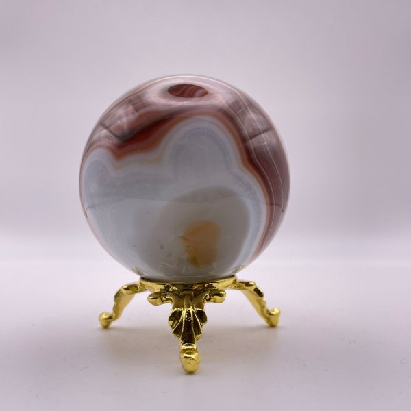 画像3: 瑪瑙(ホワイト&ブラウン)・丸玉 (3)