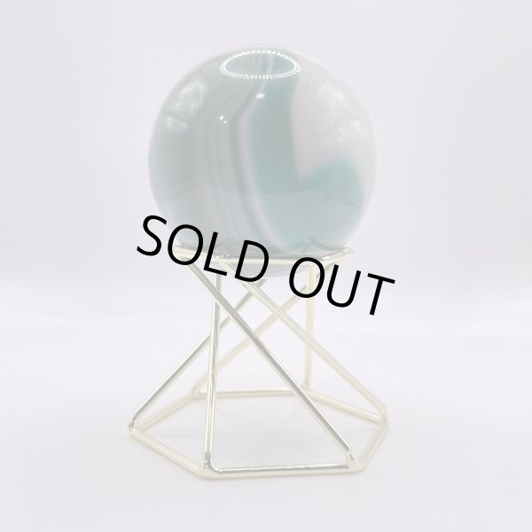 画像2: 瑪瑙(グリーン&ホワイト)・丸玉 (2)