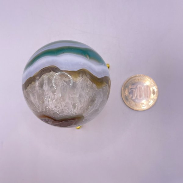 画像5: 瑪瑙(グリーン&ホワイト&ブラウン)・丸玉 (5)