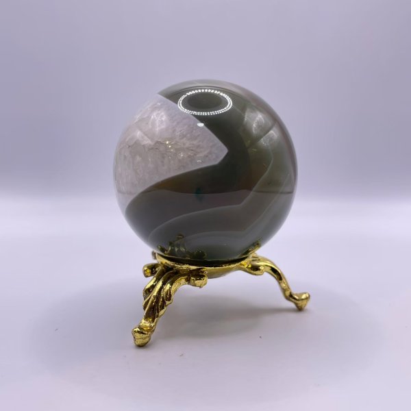 画像2: 瑪瑙(グリーン×ホワイト)・丸玉 (2)