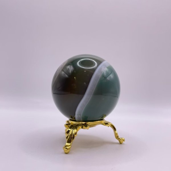 画像2: 瑪瑙(グリーン×ホワイト)・丸玉 (2)