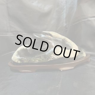 蛇石　木製台座付き(蛇紋岩)へび石 蛇石 木製台座付き(蛇紋岩)へび石