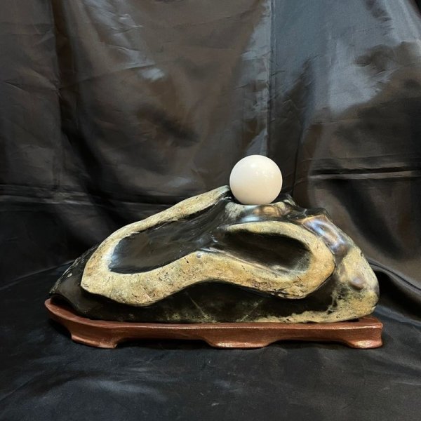 画像1: 蛇石（へび石）・大理石丸玉付 (1)